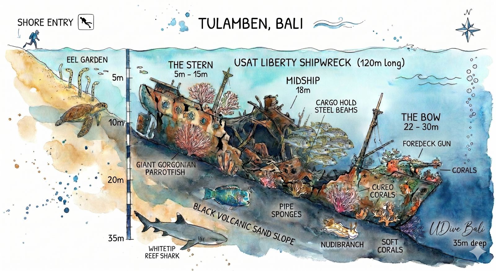 USAT Liberty Wreck dive site map
